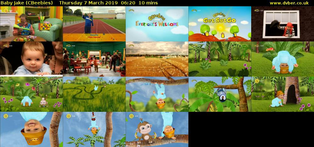 Baby Jake (CBeebies) Thursday 7 March 2019 06:20 - 06:30