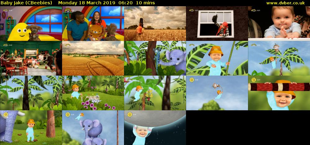 Baby Jake (CBeebies) Monday 18 March 2019 06:20 - 06:30