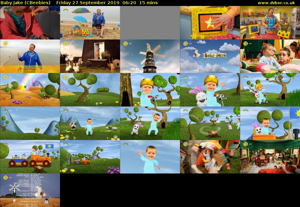 Baby Jake (CBeebies) Friday 27 September 2019 06:20 - 06:35