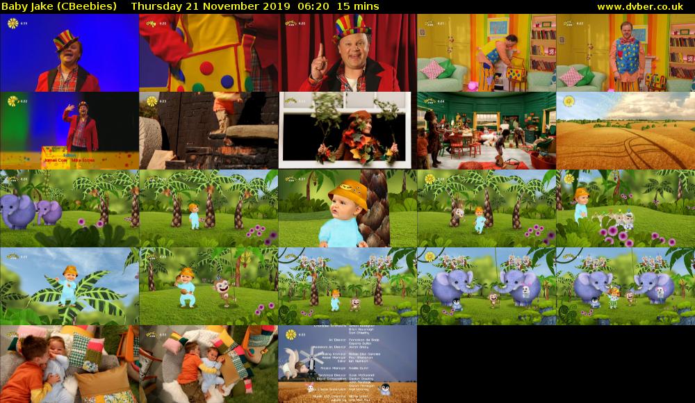 Baby Jake (CBeebies) Thursday 21 November 2019 06:20 - 06:35