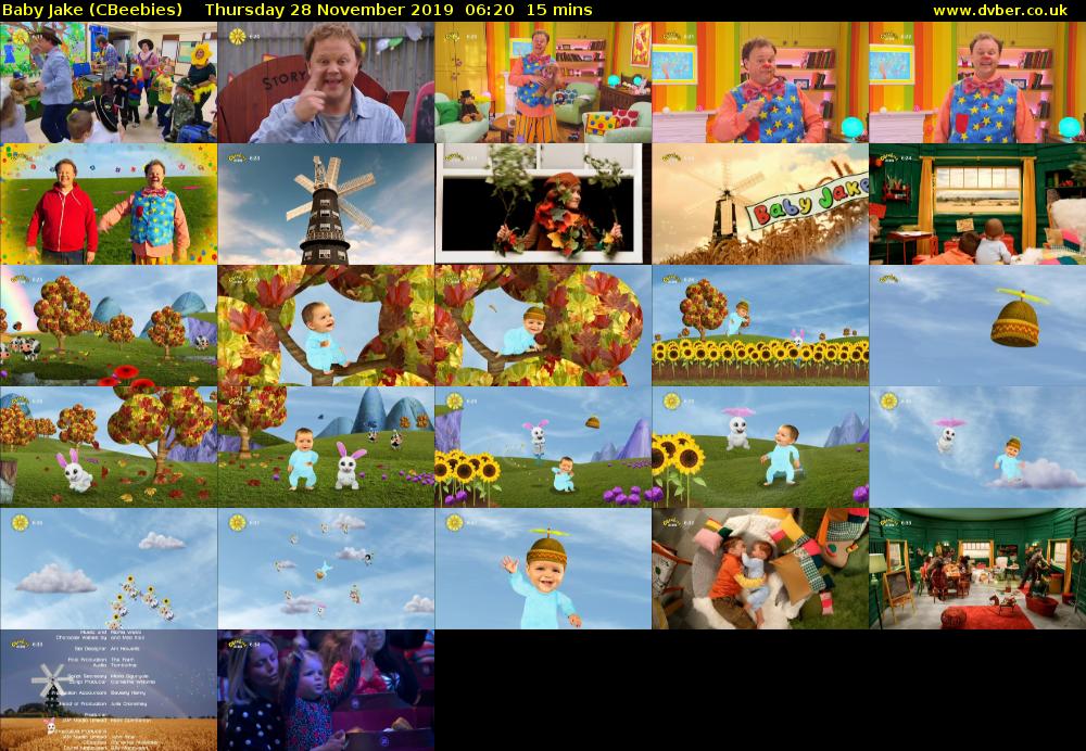 Baby Jake (CBeebies) Thursday 28 November 2019 06:20 - 06:35