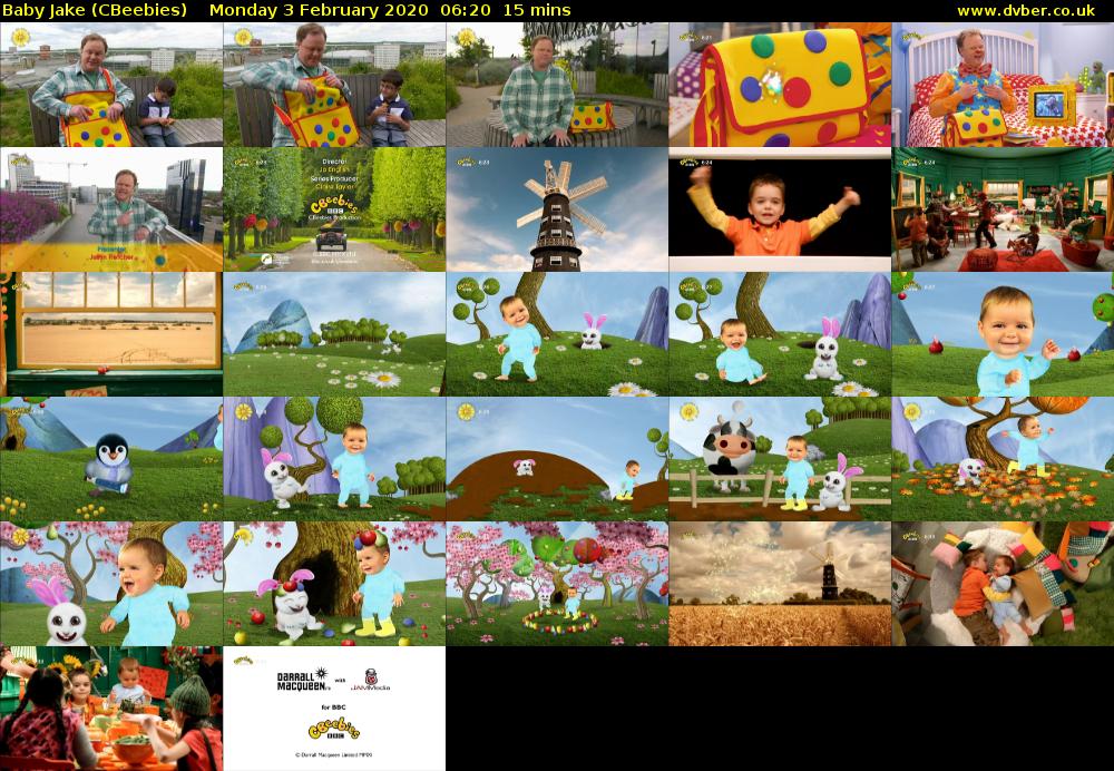 Baby Jake (CBeebies) Monday 3 February 2020 06:20 - 06:35