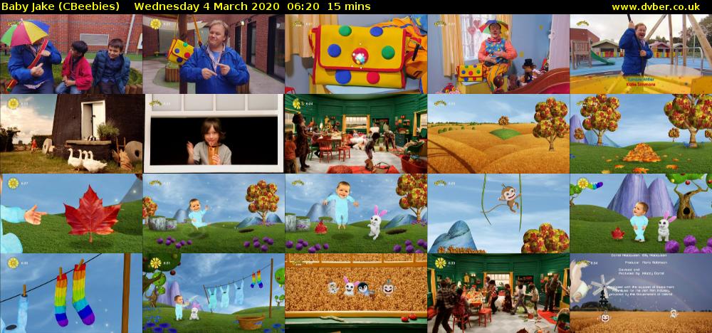 Baby Jake (CBeebies) Wednesday 4 March 2020 06:20 - 06:35
