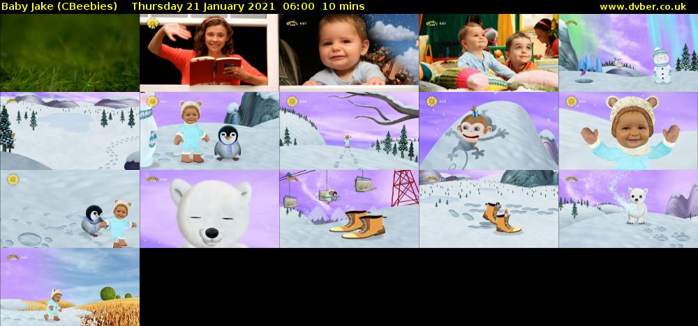 Baby Jake (CBeebies) Thursday 21 January 2021 06:00 - 06:10