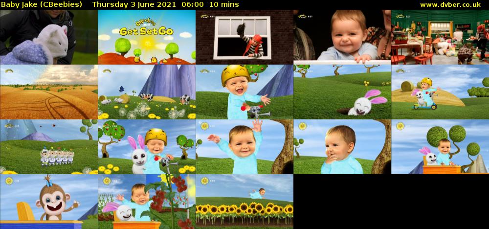 Baby Jake (CBeebies) Thursday 3 June 2021 06:00 - 06:10