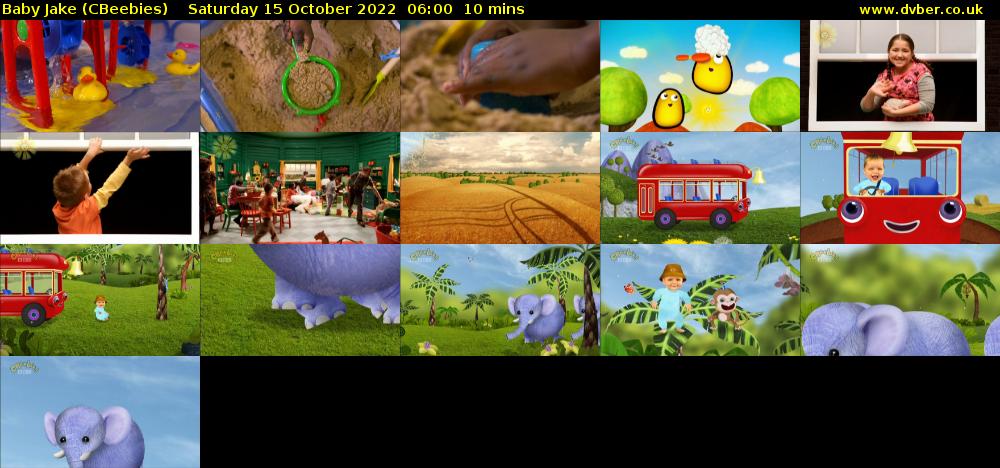 Baby Jake (CBeebies) Saturday 15 October 2022 06:00 - 06:10