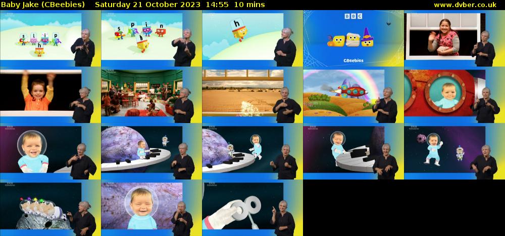 Baby Jake (CBeebies) Saturday 21 October 2023 14:55 - 15:05