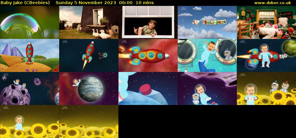 Baby Jake (CBeebies) Sunday 5 November 2023 06:00 - 06:10