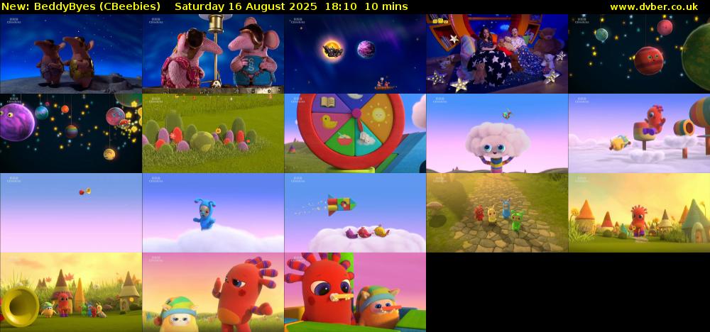 BeddyByes (CBeebies) Saturday 16 August 2025 18:10 - 18:20