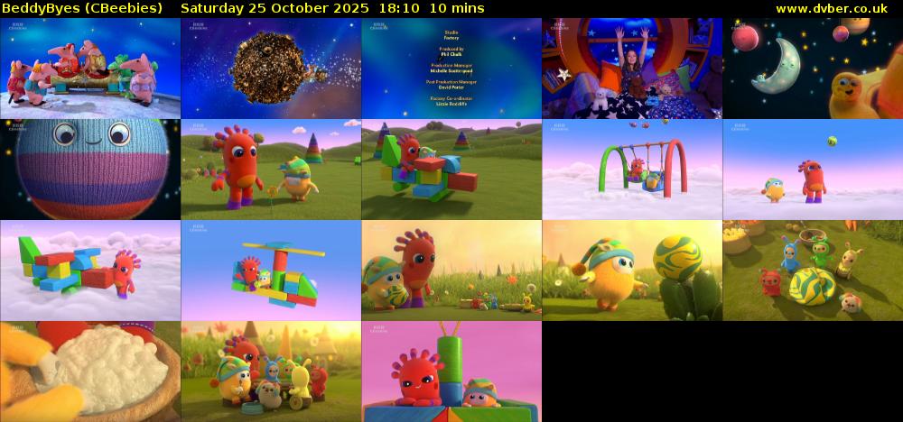 BeddyByes (CBeebies) Saturday 25 October 2025 18:10 - 18:20