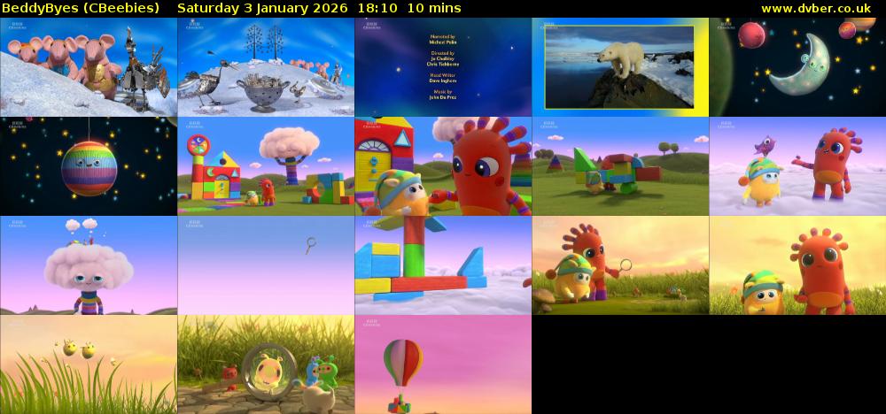BeddyByes (CBeebies) Saturday 3 January 2026 18:10 - 18:20