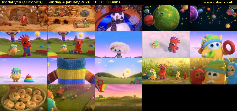 BeddyByes (CBeebies) Sunday 4 January 2026 18:10 - 18:20
