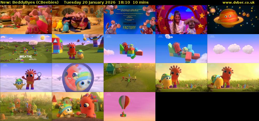 BeddyByes (CBeebies) Tuesday 20 January 2026 18:10 - 18:20