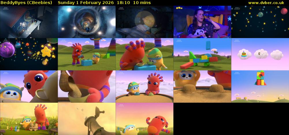 BeddyByes (CBeebies) Sunday 1 February 2026 18:10 - 18:20