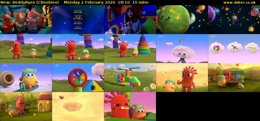BeddyByes (CBeebies) Monday 2 February 2026 18:10 - 18:20