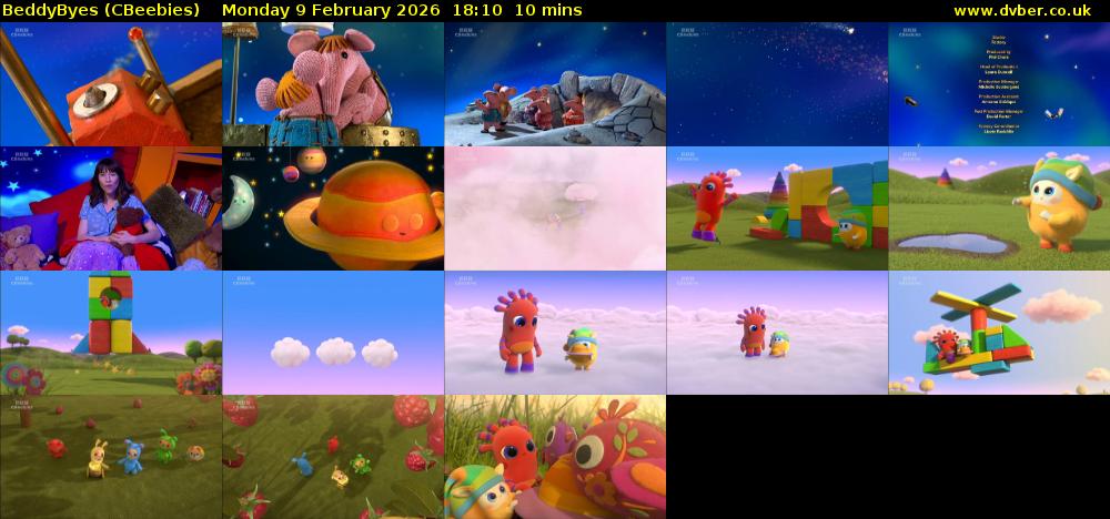 BeddyByes (CBeebies) Monday 9 February 2026 18:10 - 18:20