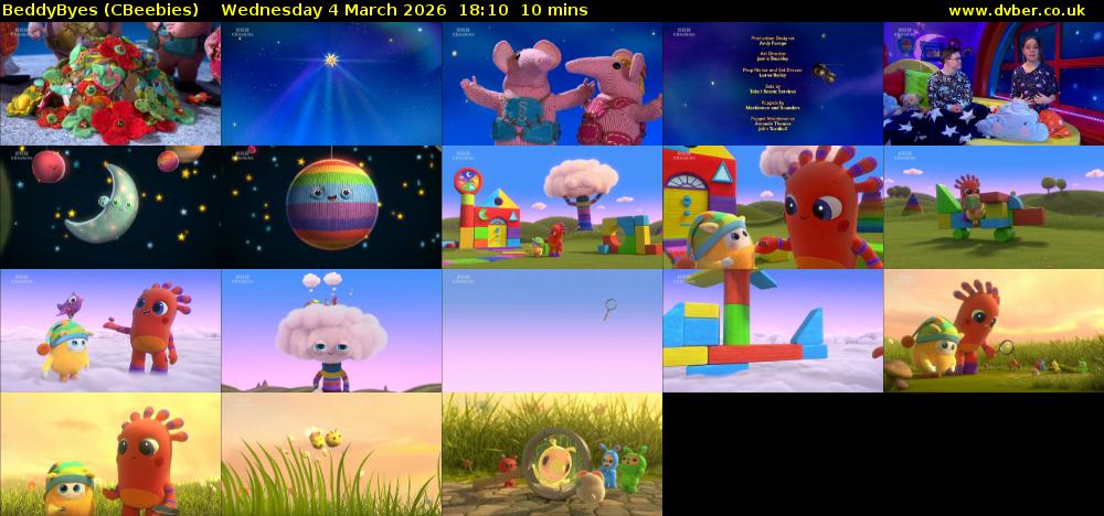 BeddyByes (CBeebies) Wednesday 4 March 2026 18:10 - 18:20