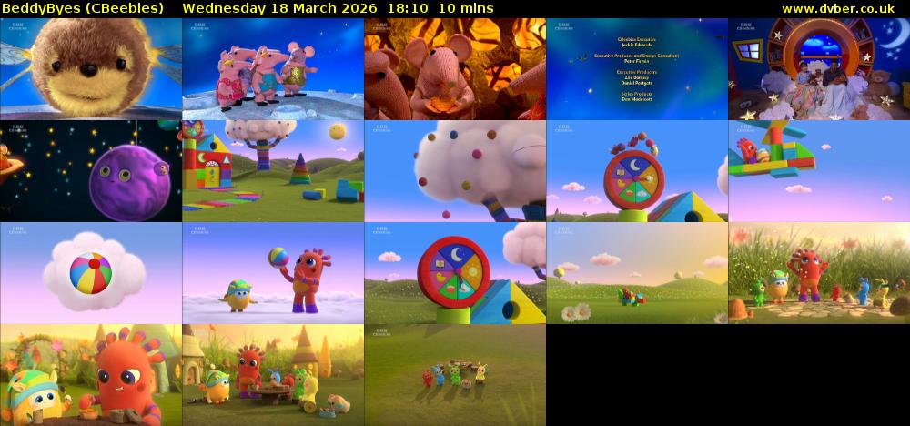BeddyByes (CBeebies) Wednesday 18 March 2026 18:10 - 18:20
