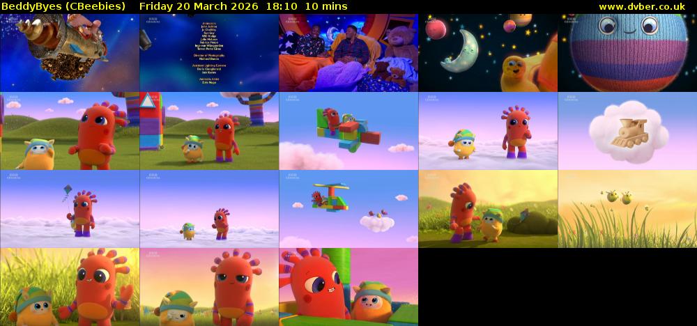 BeddyByes (CBeebies) Friday 20 March 2026 18:10 - 18:20