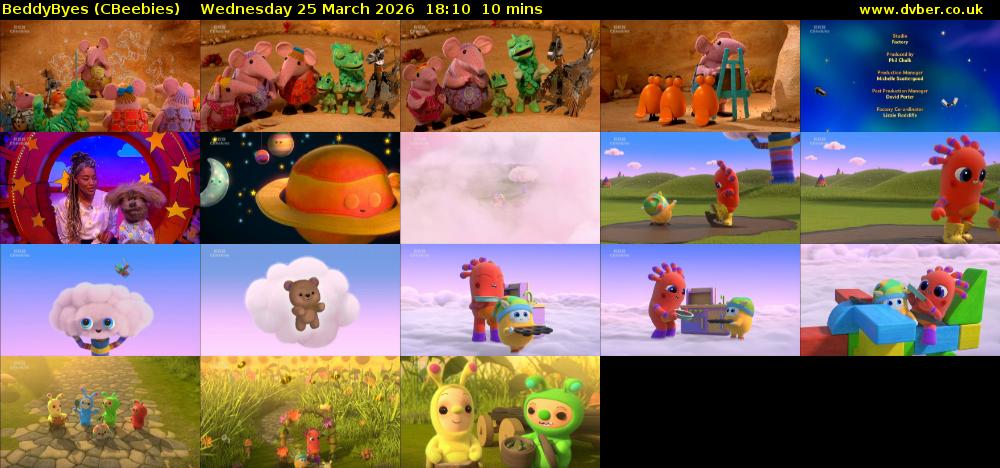 BeddyByes (CBeebies) Wednesday 25 March 2026 18:10 - 18:20