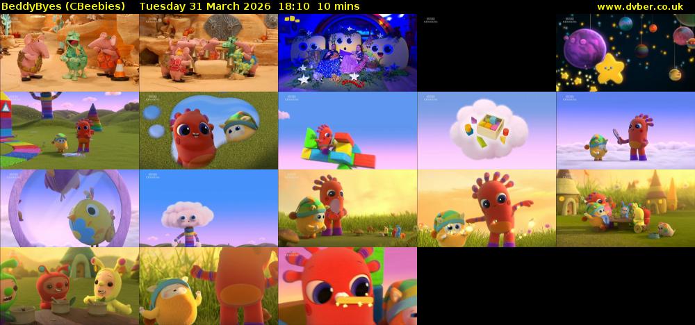 BeddyByes (CBeebies) Tuesday 31 March 2026 18:10 - 18:20
