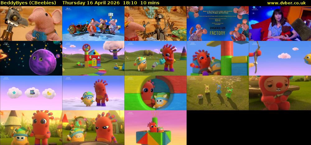 BeddyByes (CBeebies) Thursday 16 April 2026 18:10 - 18:20