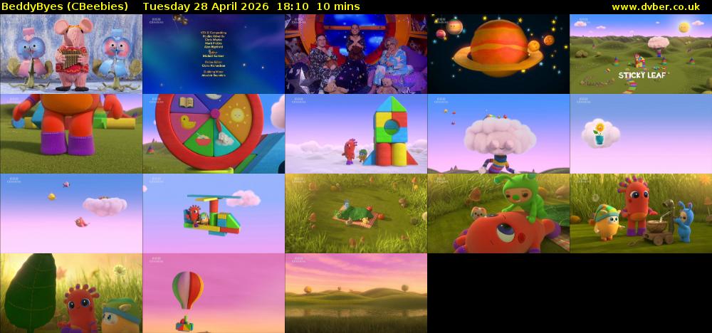 BeddyByes (CBeebies) Tuesday 28 April 2026 18:10 - 18:20