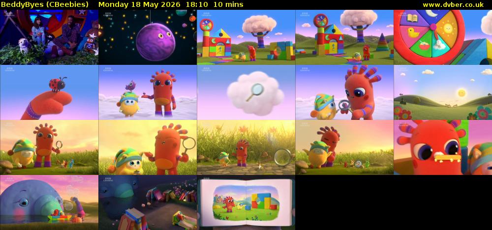 BeddyByes (CBeebies) Monday 18 May 2026 18:10 - 18:20