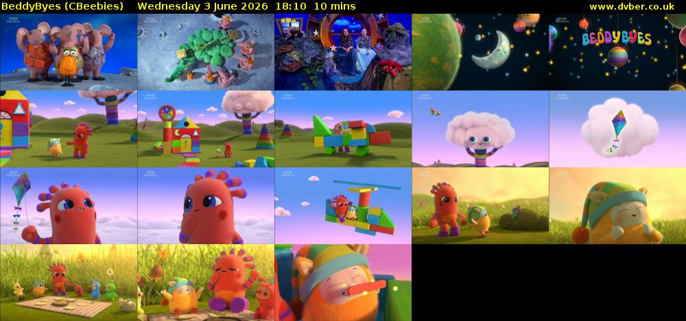 BeddyByes (CBeebies) Wednesday 3 June 2026 18:10 - 18:20