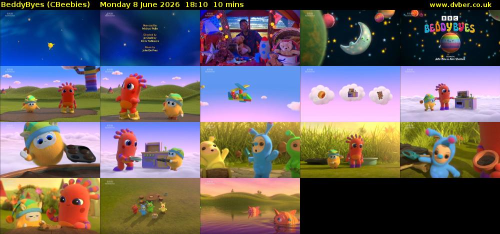 BeddyByes (CBeebies) Monday 8 June 2026 18:10 - 18:20
