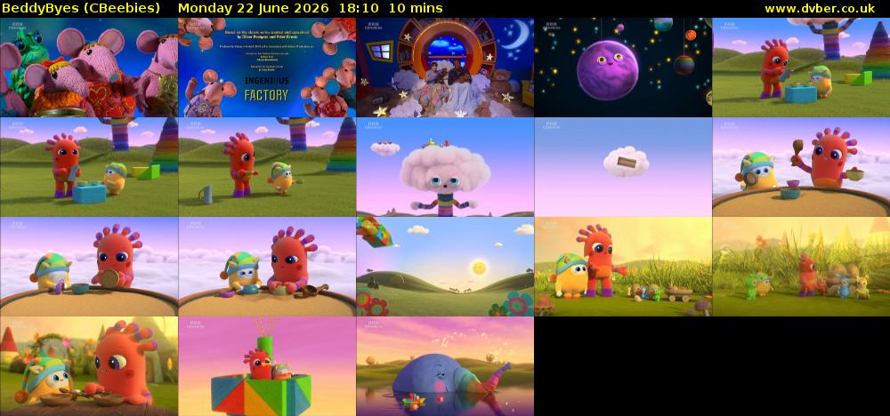 BeddyByes (CBeebies) Monday 22 June 2026 18:10 - 18:20