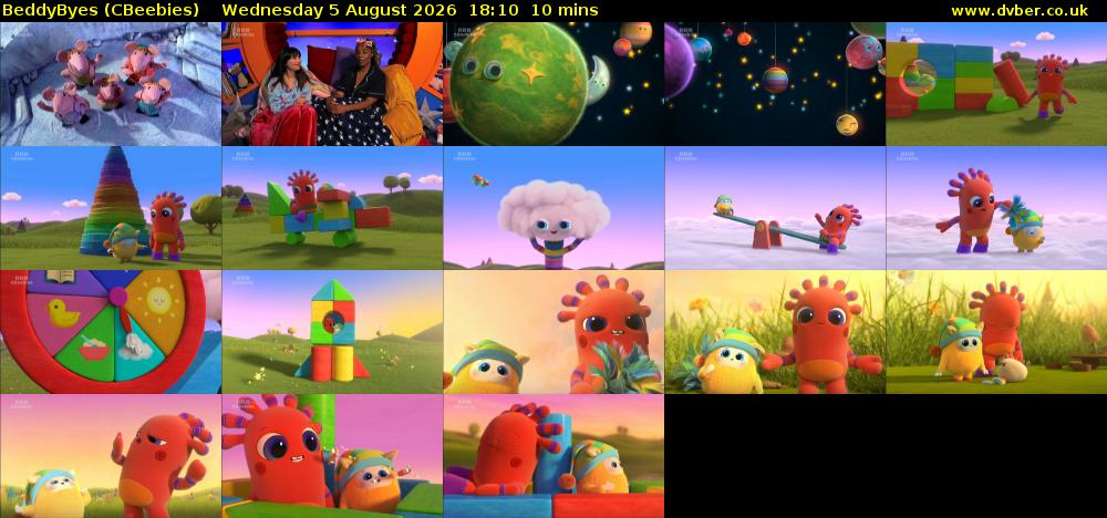 BeddyByes (CBeebies) Wednesday 5 August 2026 18:10 - 18:20