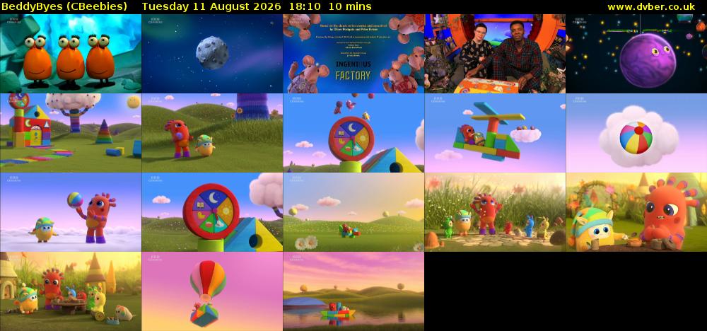 BeddyByes (CBeebies) Tuesday 11 August 2026 18:10 - 18:20