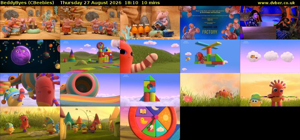 BeddyByes (CBeebies) Thursday 27 August 2026 18:10 - 18:20