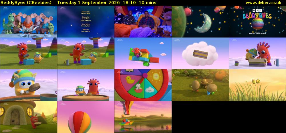 BeddyByes (CBeebies) Tuesday 1 September 2026 18:10 - 18:20