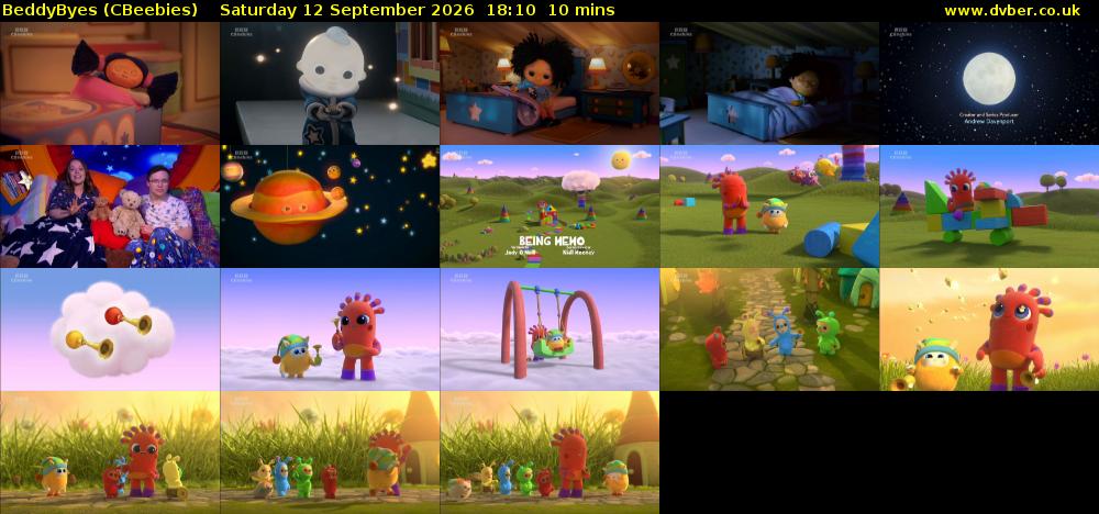 BeddyByes (CBeebies) Saturday 12 September 2026 18:10 - 18:20