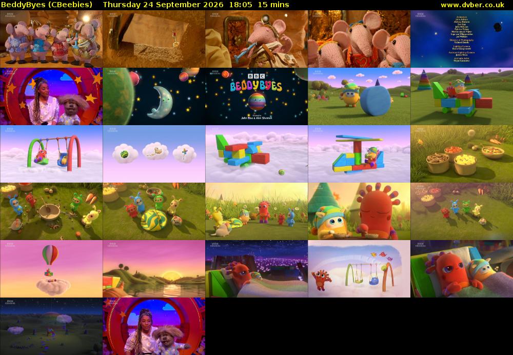 BeddyByes (CBeebies) Thursday 24 September 2026 18:05 - 18:20
