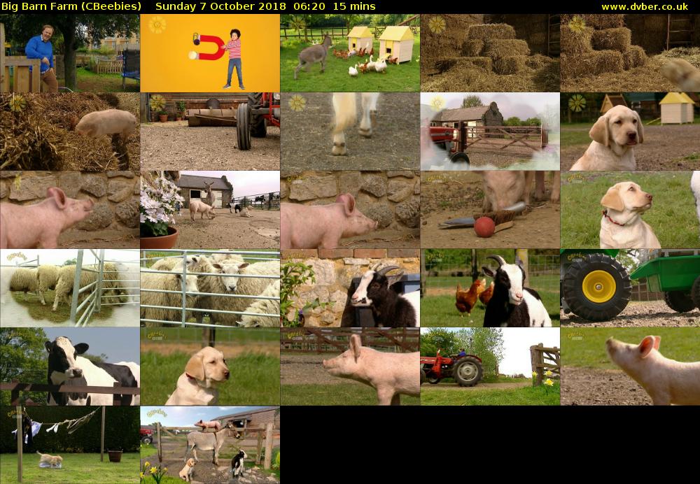 Big Barn Farm (CBeebies) Sunday 7 October 2018 06:20 - 06:35