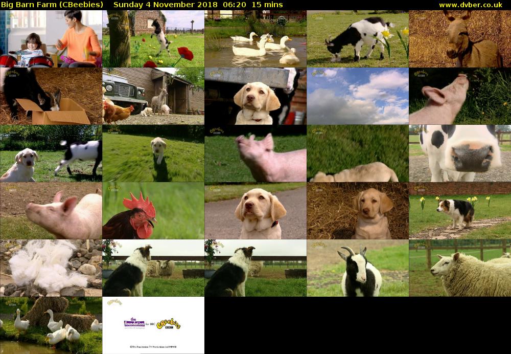 Big Barn Farm (CBeebies) Sunday 4 November 2018 06:20 - 06:35
