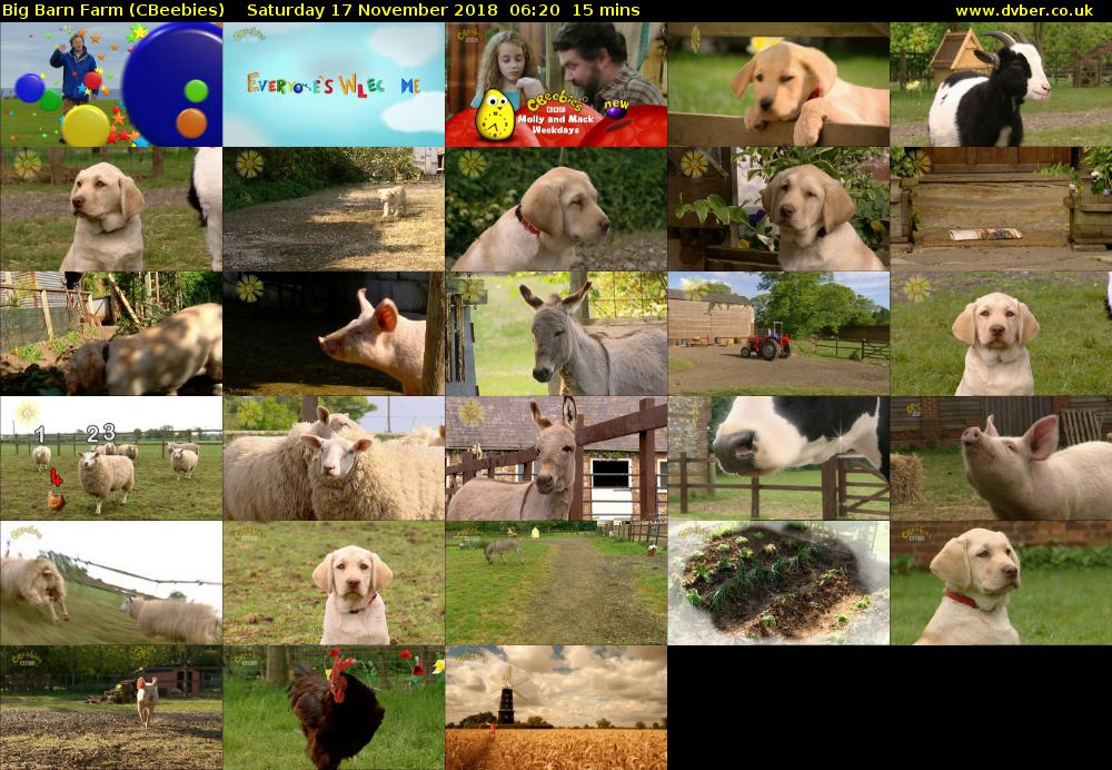 Big Barn Farm (CBeebies) Saturday 17 November 2018 06:20 - 06:35