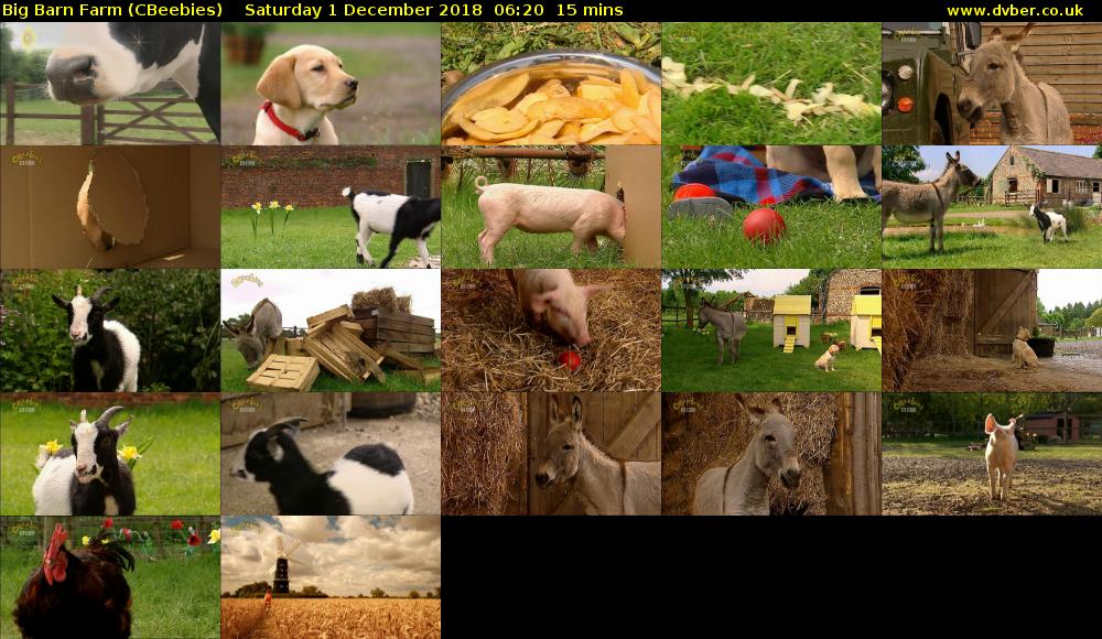 Big Barn Farm (CBeebies) Saturday 1 December 2018 06:20 - 06:35