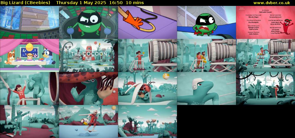Big Lizard (CBeebies) Thursday 1 May 2025 16:50 - 17:00