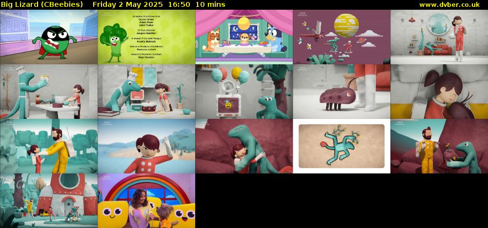 Big Lizard (CBeebies) Friday 2 May 2025 16:50 - 17:00