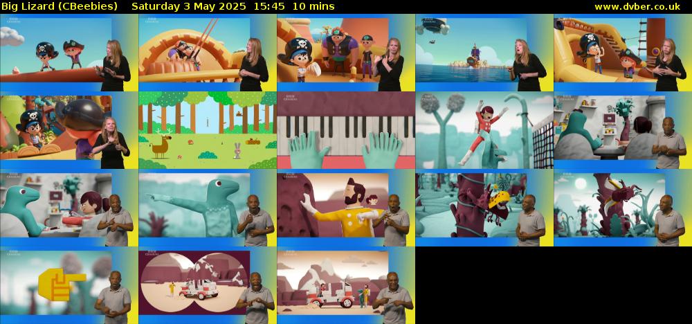 Big Lizard (CBeebies) Saturday 3 May 2025 15:45 - 15:55