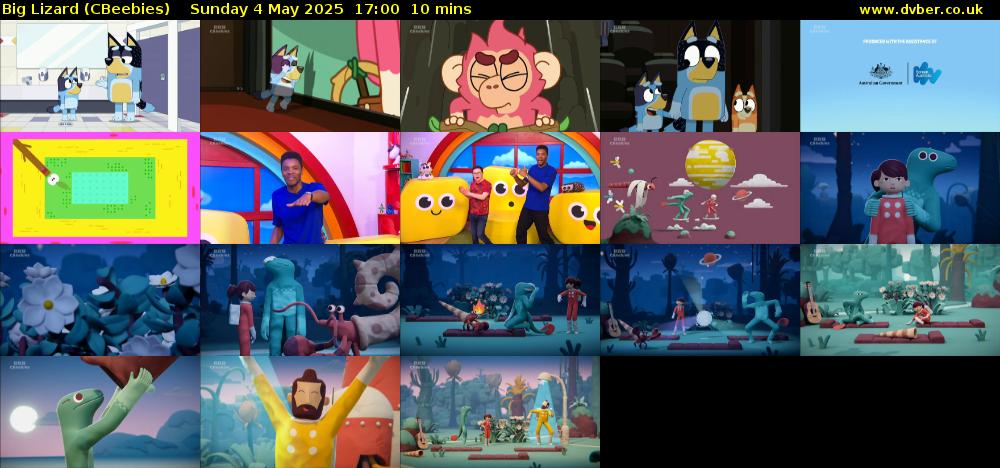 Big Lizard (CBeebies) Sunday 4 May 2025 17:00 - 17:10