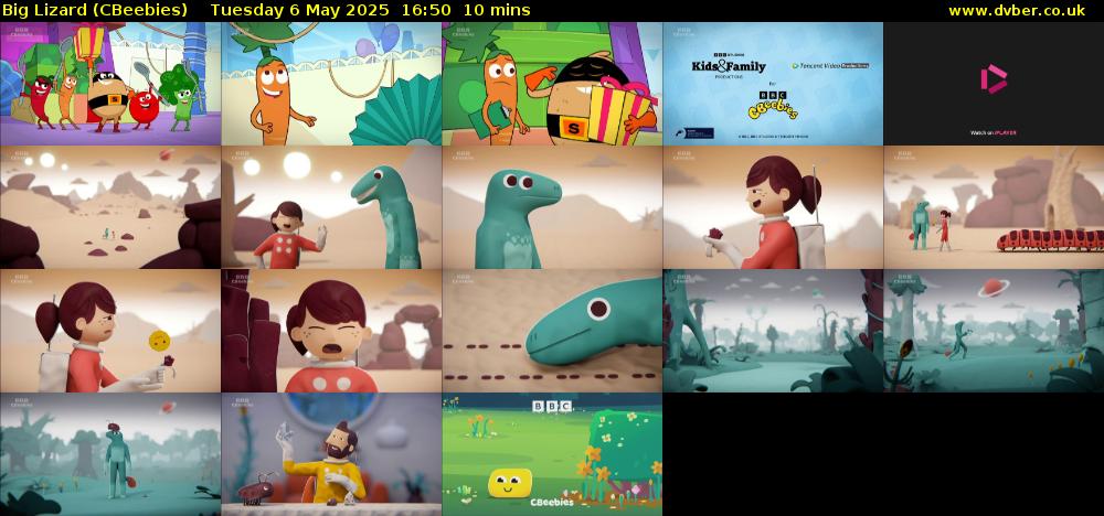 Big Lizard (CBeebies) Tuesday 6 May 2025 16:50 - 17:00