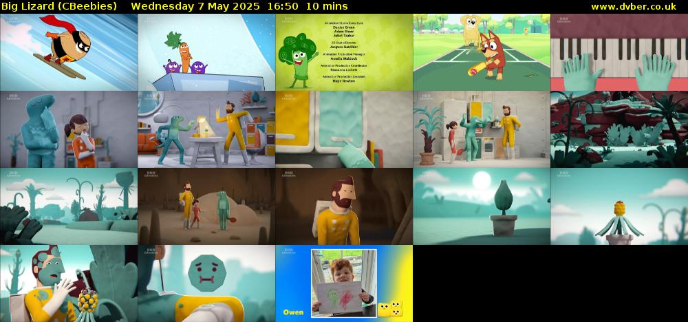 Big Lizard (CBeebies) Wednesday 7 May 2025 16:50 - 17:00