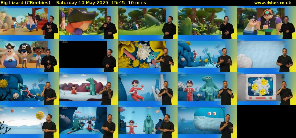 Big Lizard (CBeebies) Saturday 10 May 2025 15:45 - 15:55