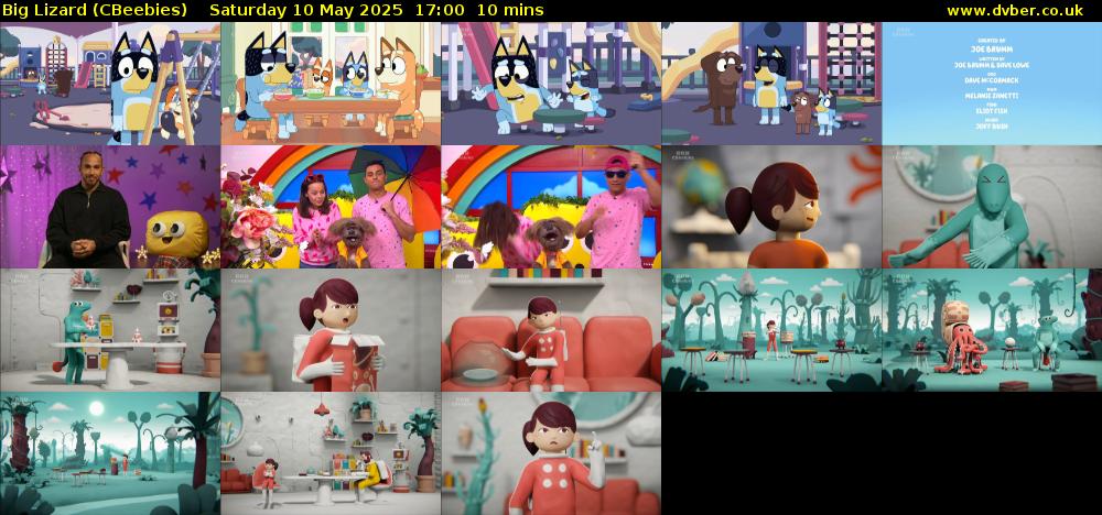 Big Lizard (CBeebies) Saturday 10 May 2025 17:00 - 17:10