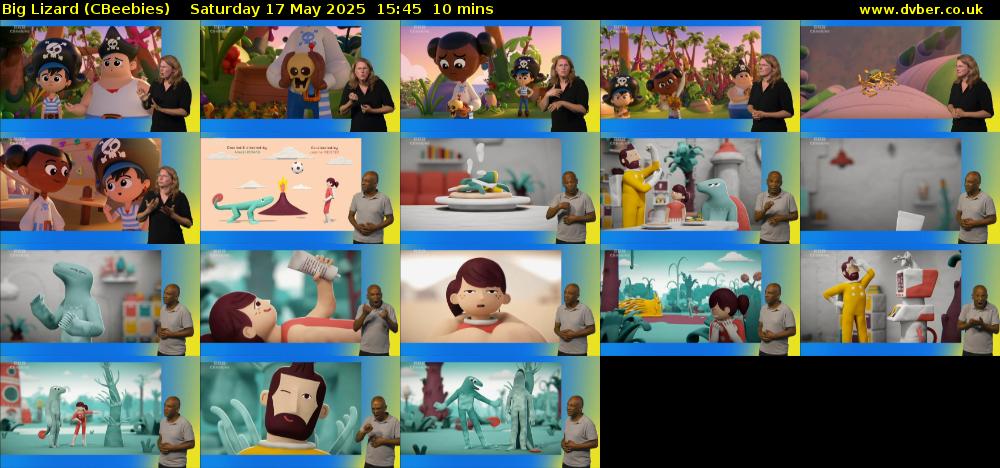 Big Lizard (CBeebies) Saturday 17 May 2025 15:45 - 15:55